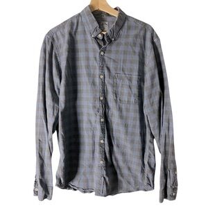 J Crew Men’s Plaid Button Down Slim Fit Faded Baby Blue/Gray Plaid Size Large